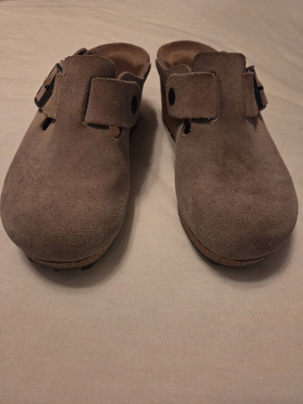 Papillio Fanny  Suede Wedge Clogs Taupe Brown